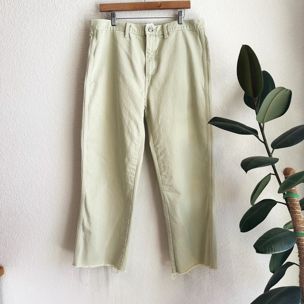 Boyish Womens Kirby Wide Leg Jeans Size 32X27 Mint Green High Rise Retro